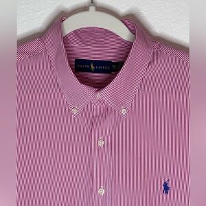 Ralph Lauren Men's Red/White Striped Button Down Shirt Size XXL